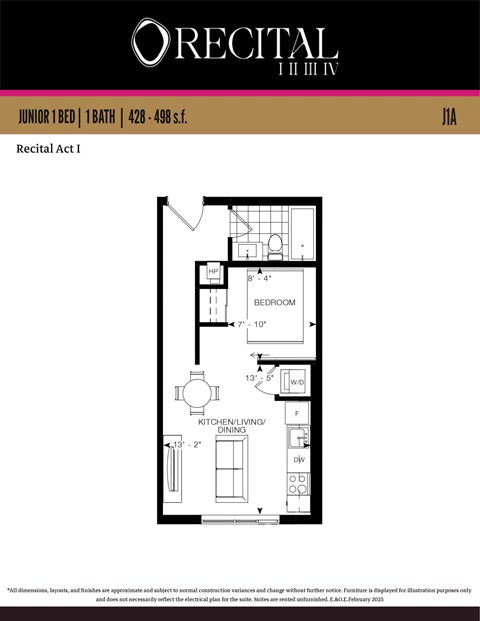 A floor plan for a junior suite in a building named Orecital.